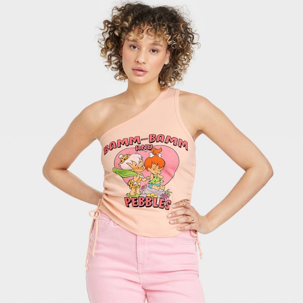 Flintstones and Bam Bam cute one shoulder crop top small new